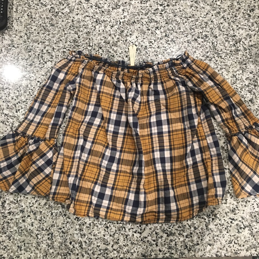 Off the shoulder plaid top